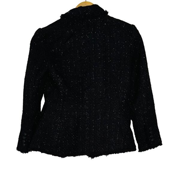 White House Black Market Double Breast Tweed Blazer Black Size 6P - Picture 2 of 6